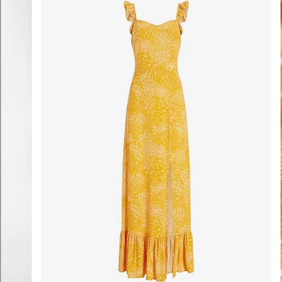 Express Printed Ruffle Strap Smocked Back Maxi Dress - Picture 5 of 8